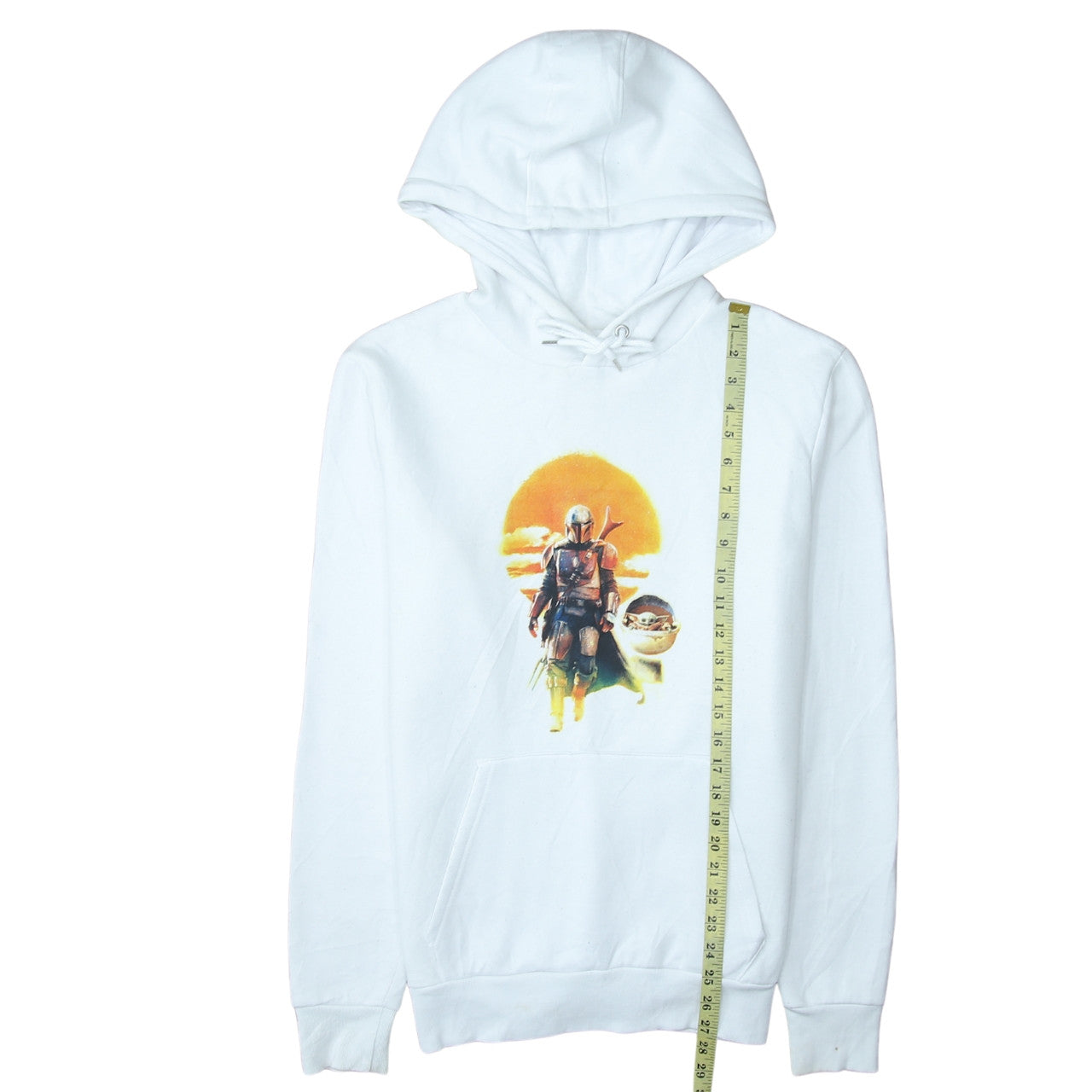 Primark Star Wars Men's White Pullover Hoodie L Mandalorian Design