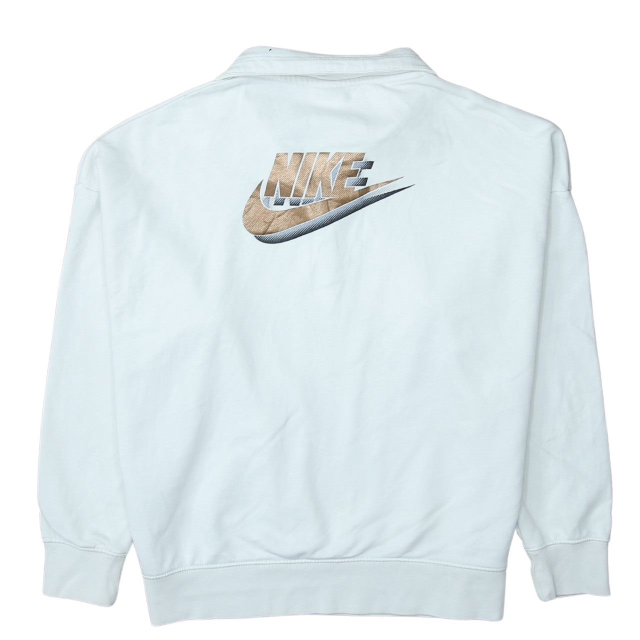 Nike Women White 1/4 Zip Oversized Pullover Sweatshirt Small