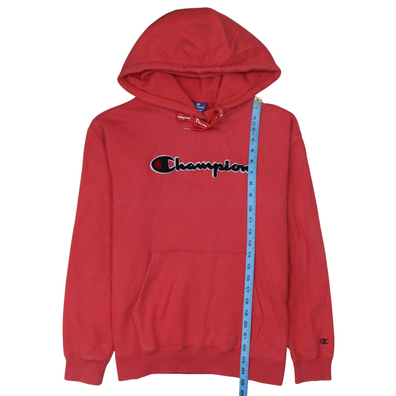 Champion Men's Red Pullover Hoodie Medium Graphic Logo Fleece