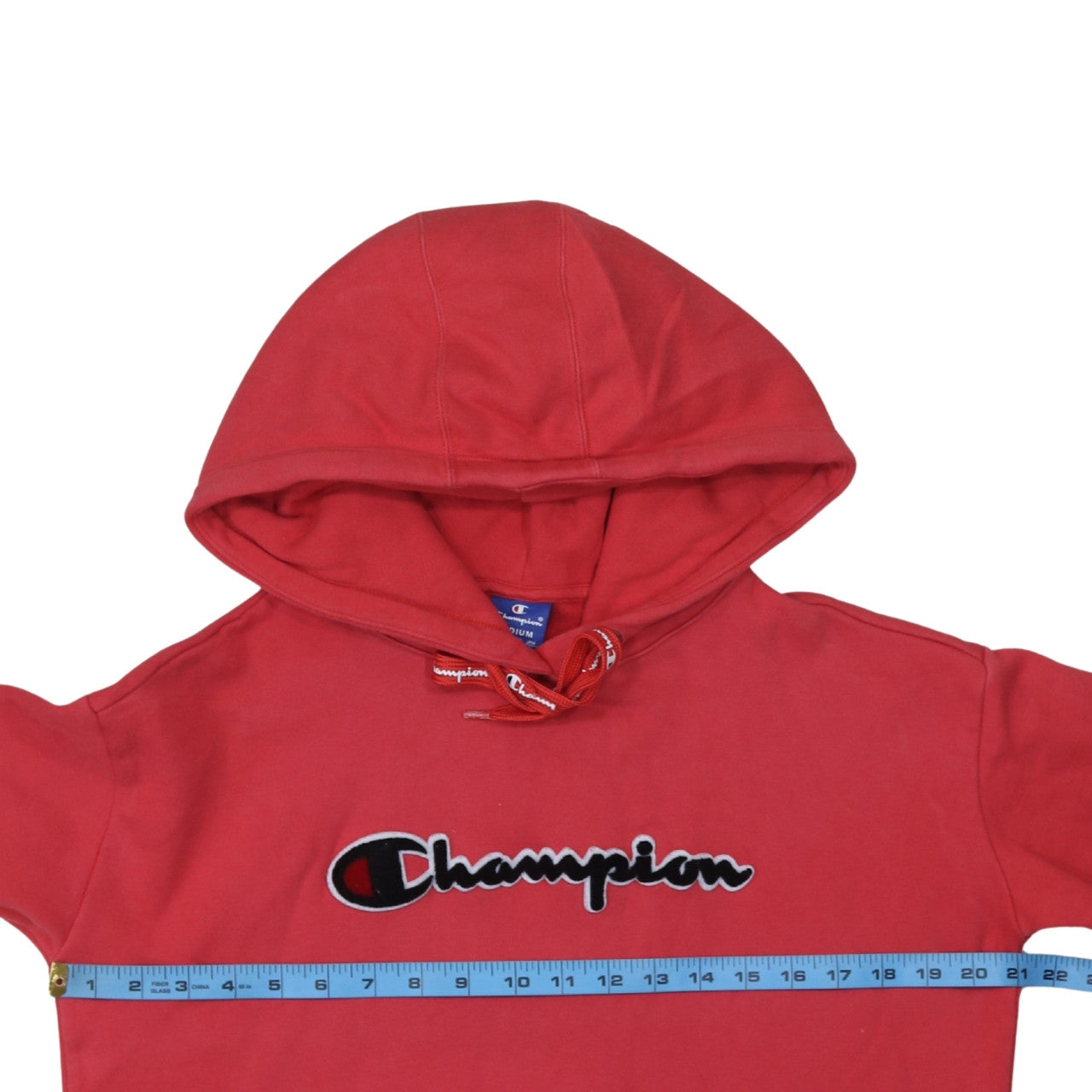 Champion Men's Red Pullover Hoodie Medium Graphic Logo Fleece