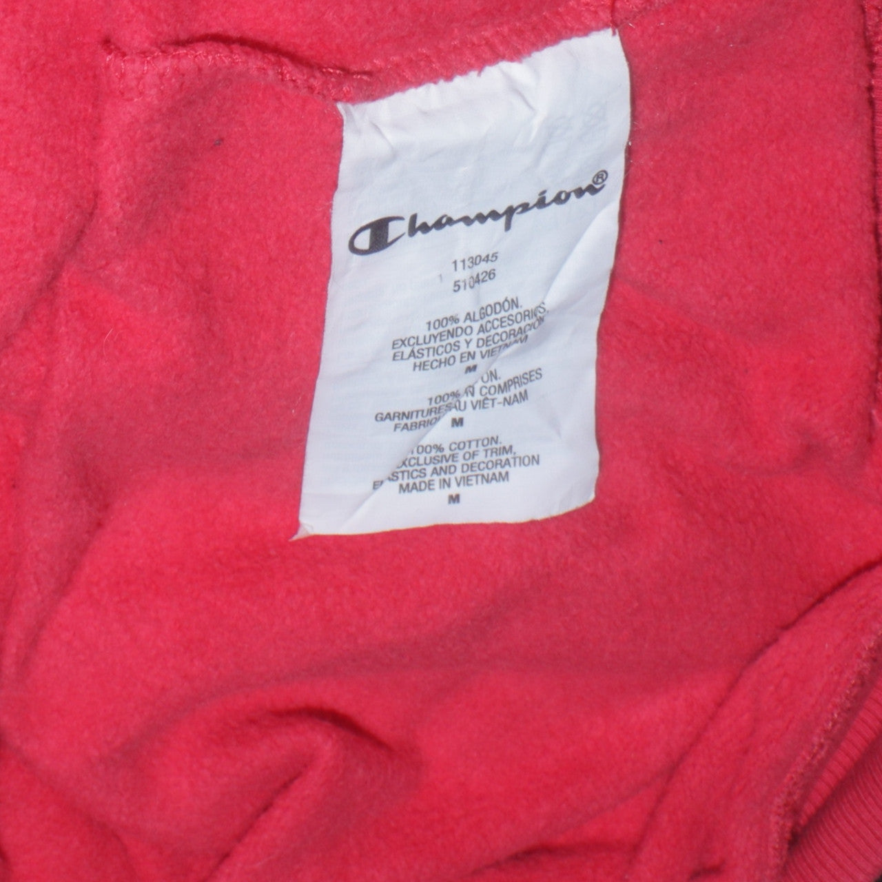 Champion Men's Red Pullover Hoodie Medium Graphic Logo Fleece