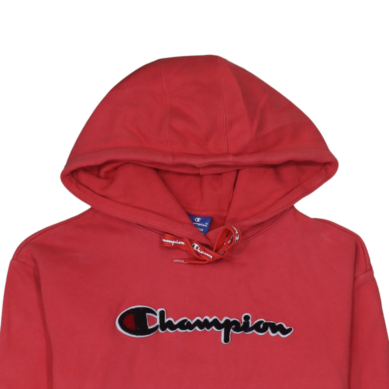 Champion Men's Red Pullover Hoodie Medium Graphic Logo Fleece