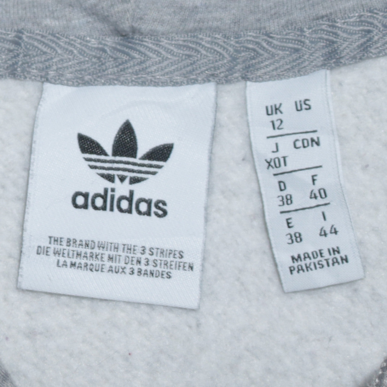 Adidas Womens Grey Full Zip Hoodie Size 12 Classic 3-Stripes