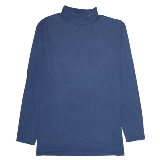 Quiksilver Men Blue Mock Neck Long Sleeve Cotton Sweatshirt L