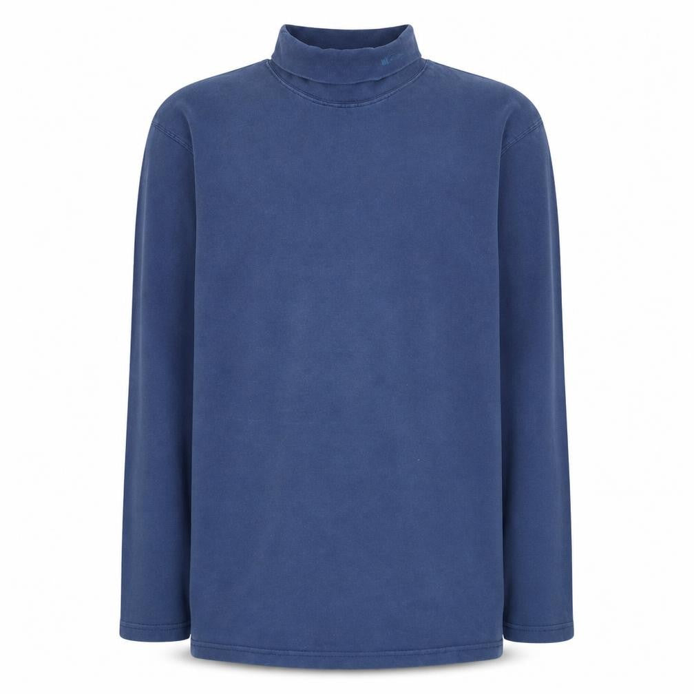 Quiksilver Men Blue Mock Neck Long Sleeve Cotton Sweatshirt L
