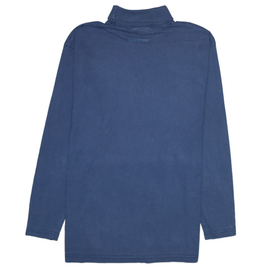Quiksilver Men Blue Mock Neck Long Sleeve Cotton Sweatshirt L
