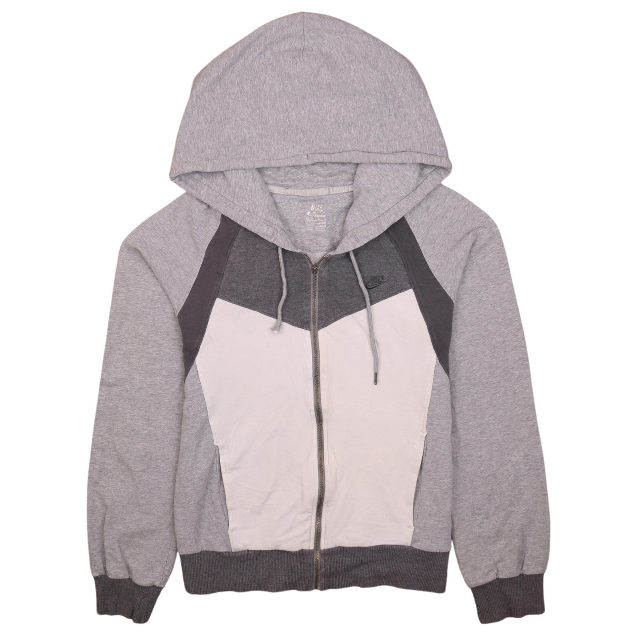 Nike Womens Grey Full Zip Hoodie Size UK 12/14 Sportswear Cotton Blend
