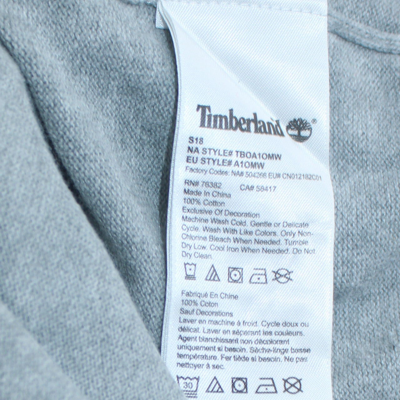 Timberland Men’s Grey Cotton 1/2 Zip High Neck Jumper Size L