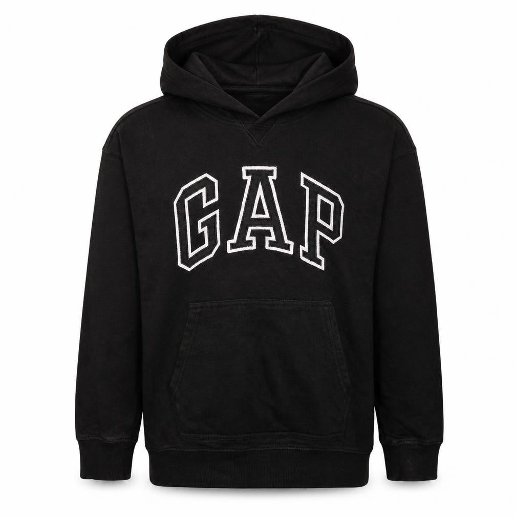 Gap Boys Black Pullover Hoodie Size 12 Cotton Blend Casual Sweatshirt