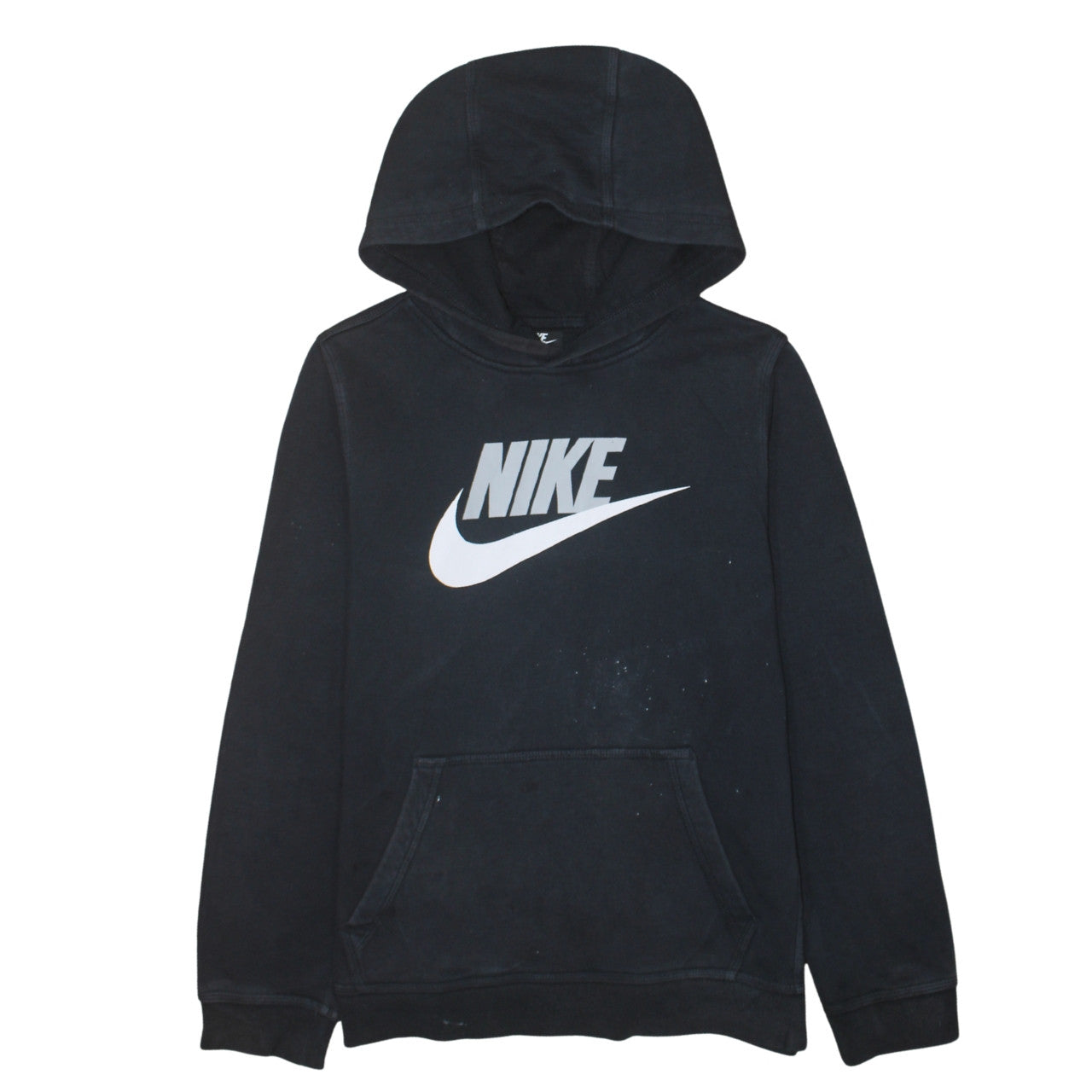 Nike Boys Black XL Pullover Hoodie with Logo Print Standard Fit