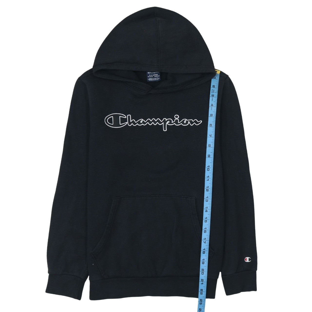 Champion Boys Black XL Pullover Hoodie with Logo Embroidery