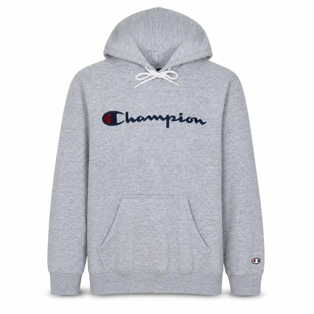 Champion Men’s Grey Pullover Hoodie Small Embroidered Logo Fleece