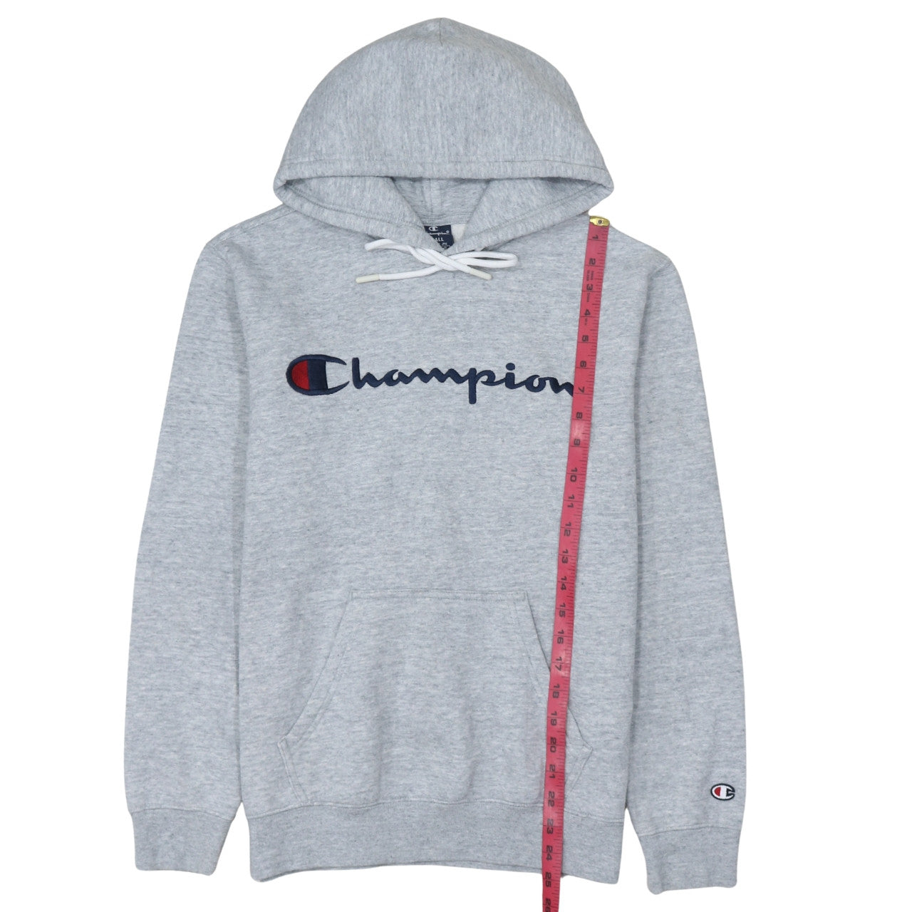 Champion Men’s Grey Pullover Hoodie Small Embroidered Logo Fleece