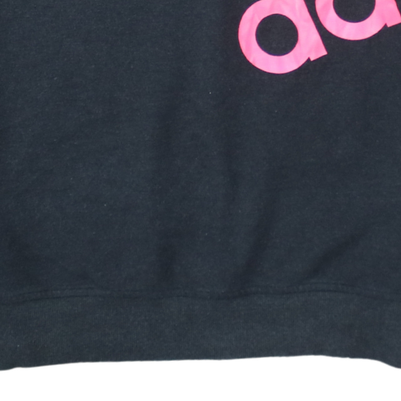 Adidas Women's Black Pink Logo Pullover Sweatshirt Size M 12-14