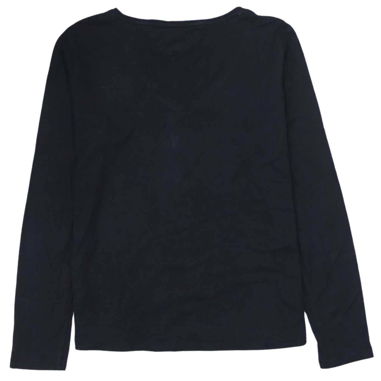 Tommy Jeans Womens Black Long Sleeve V-Neck Cotton T-Shirt L