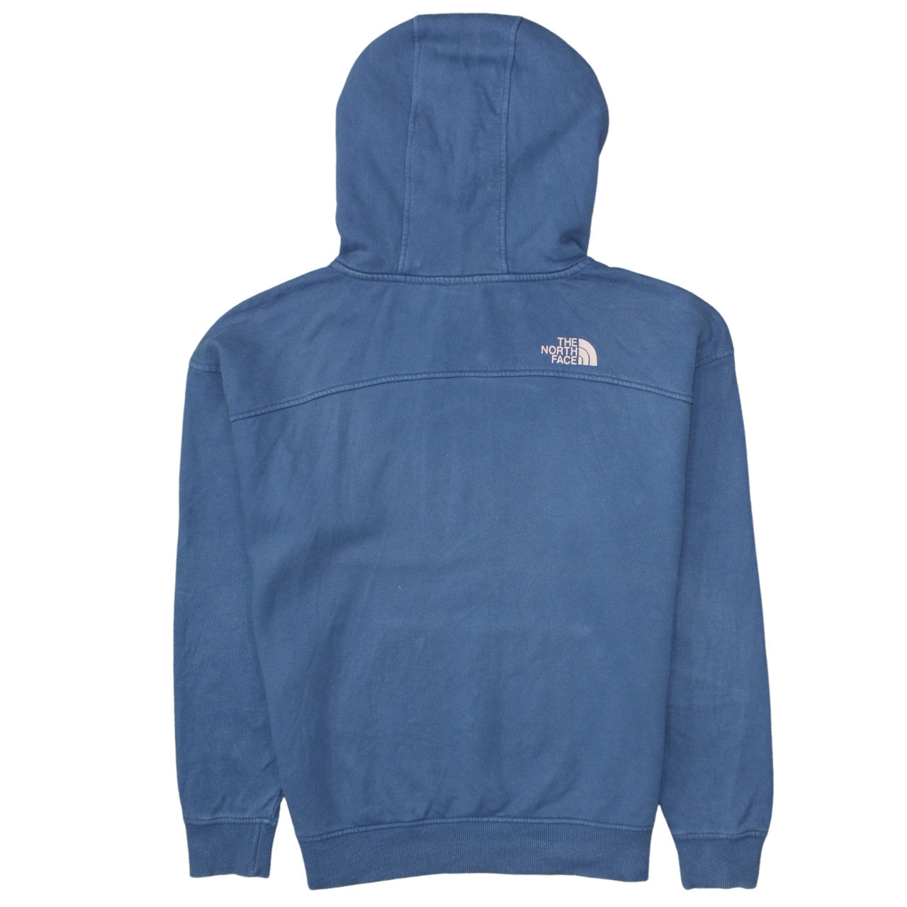 The North Face Womens Blue Pullover Hoodie Medium 100% Cotton Logo Casual