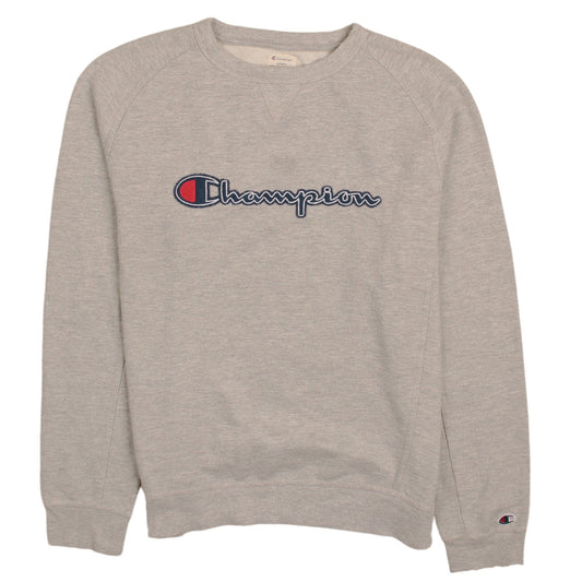 Champion Men's Grey Embroidered Logo Sweatshirt Size L