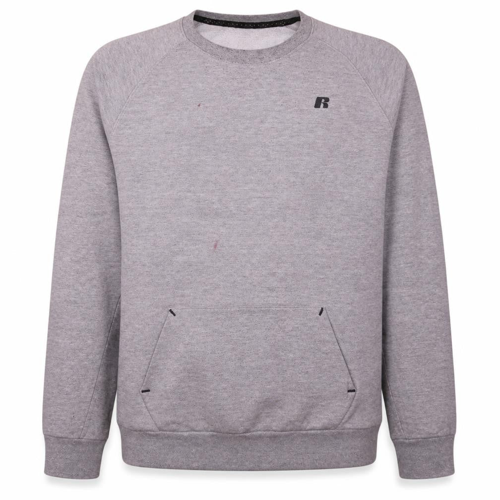 Russell Men's Grey XL Crew Neck Fleece Pullover Sweatshirt