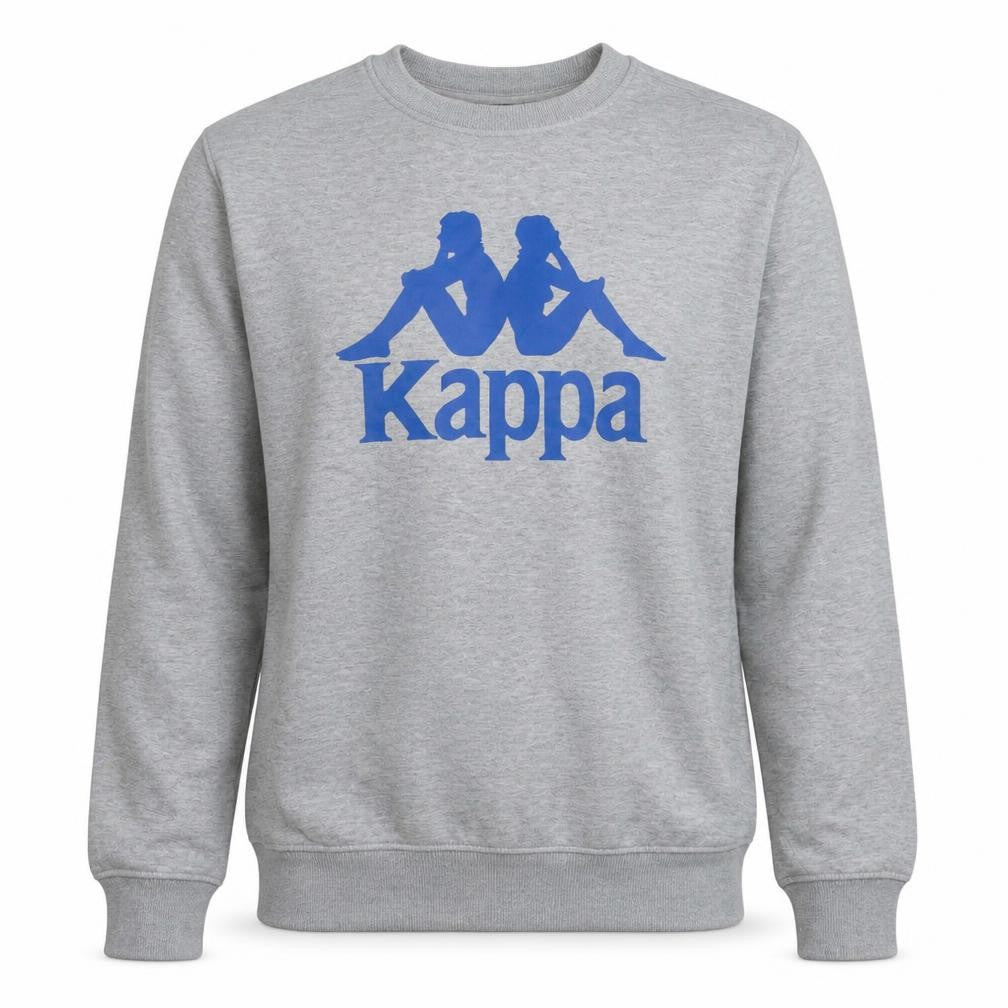 Kappa Men's Grey 2XL Pullover Sweatshirt with Blue Logo