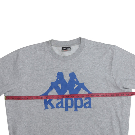 Kappa Men's Grey 2XL Pullover Sweatshirt with Blue Logo