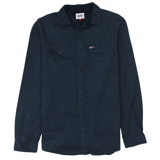 Tommy Jeans Men's Blue Cotton Long Sleeve Button-Up Shirt M