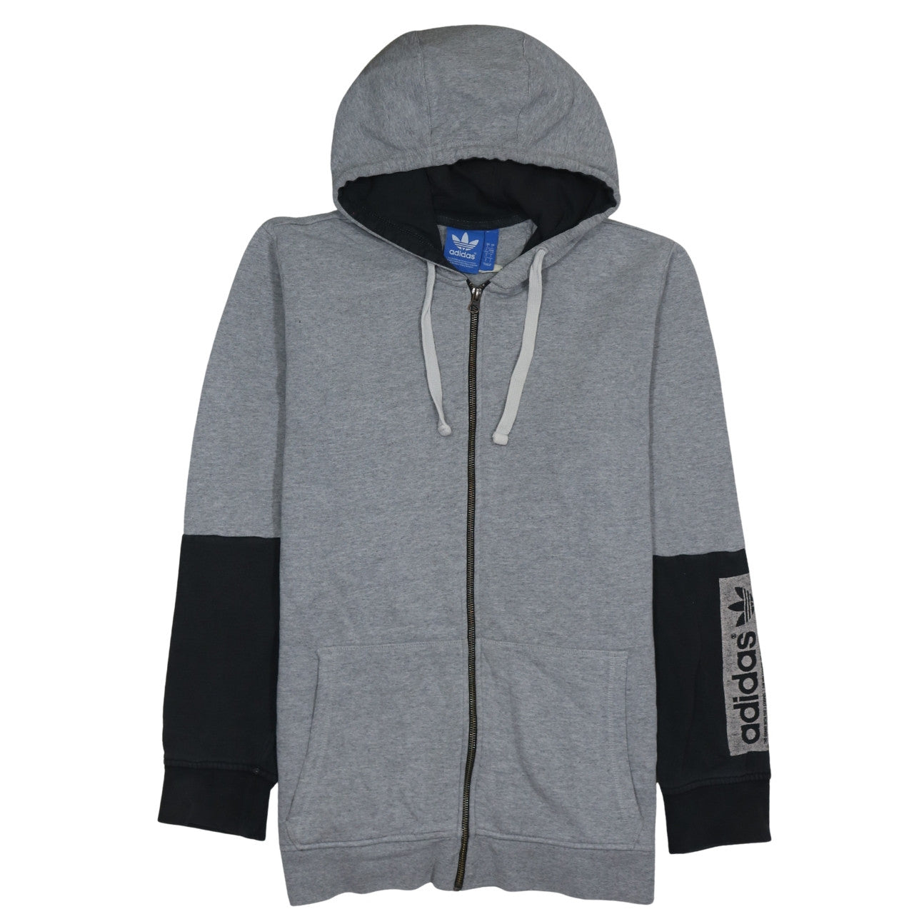 Adidas Men's Grey Full Zip Hoodie Size L Sports Fleece Jacket