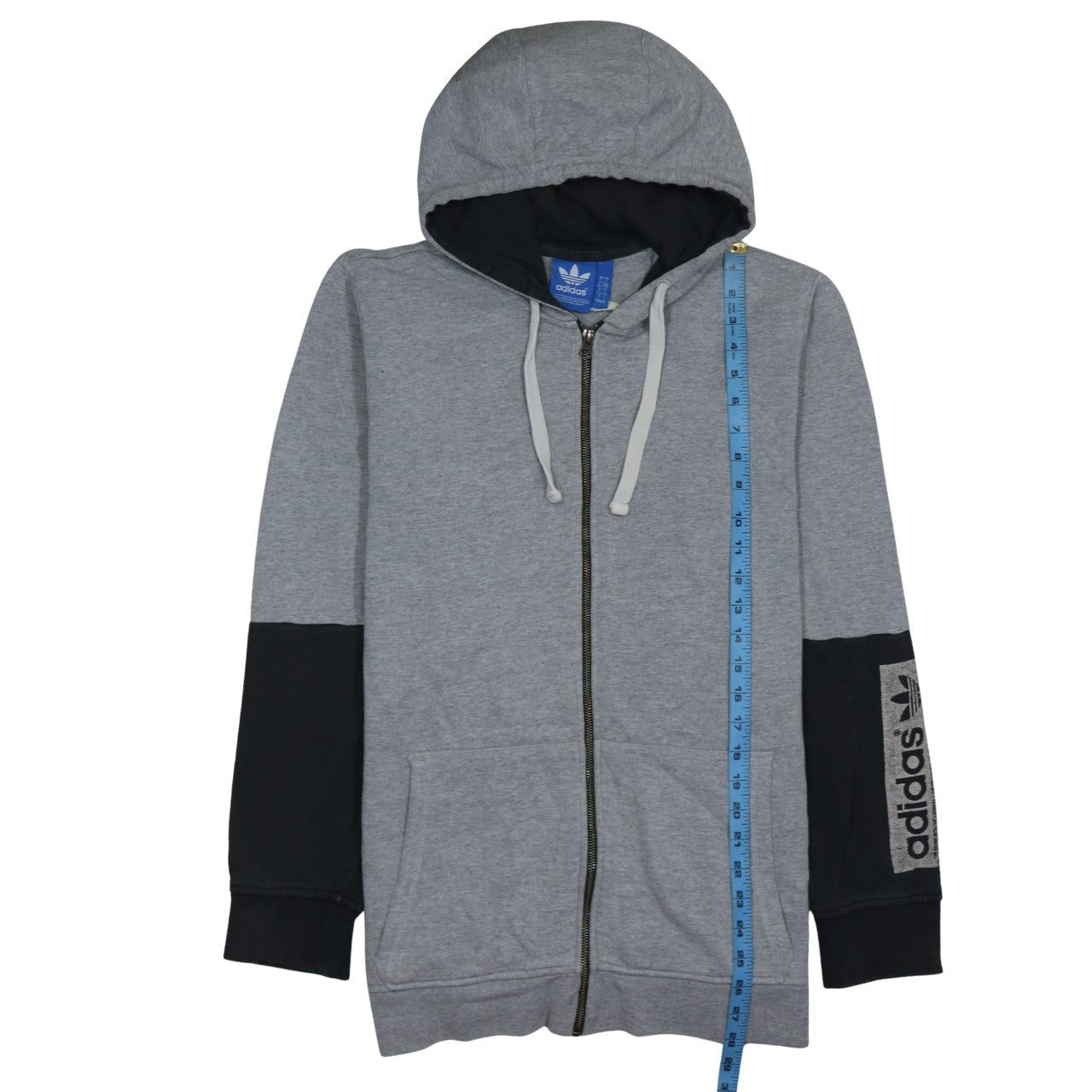 Adidas Men's Grey Full Zip Hoodie Size L Sports Fleece Jacket