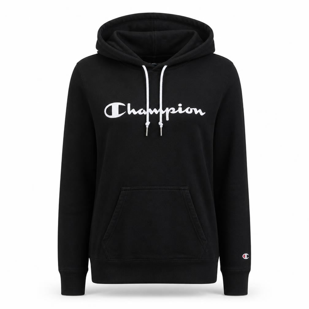 Champion Womens Black XS Pullover Hoodie with Logo Print