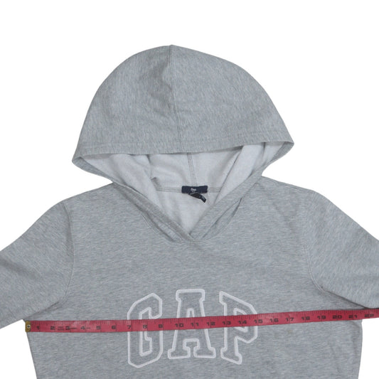 GAP Women Grey Pullover Hoodie L Logo Hooded Sweatshirt Casual