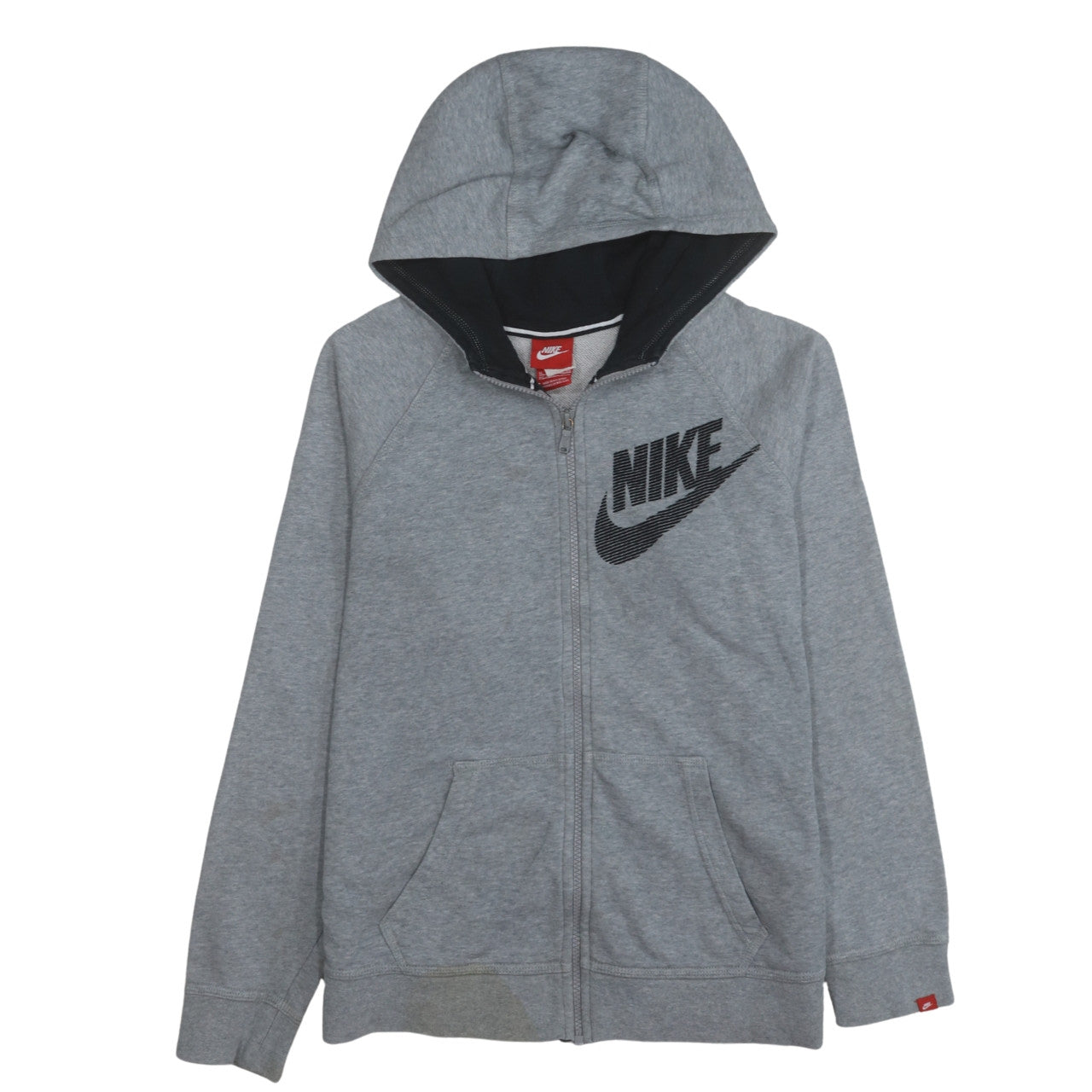 Nike Boys Grey Full Zip Hoodie XL 13-15 Years Cotton Blend Casual