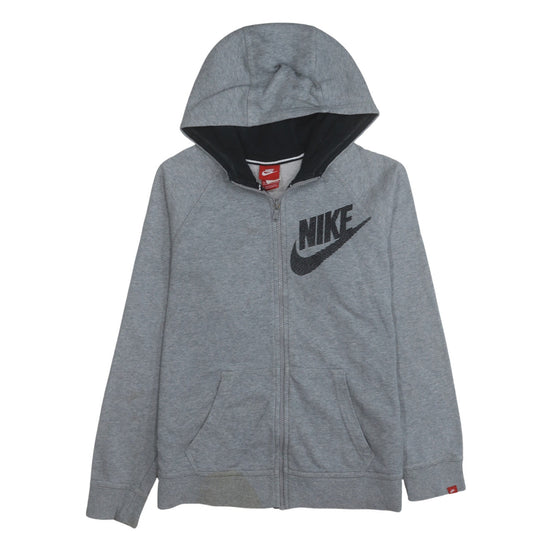 Nike Boys Grey Full Zip Hoodie XL 13-15 Years Cotton Blend Casual