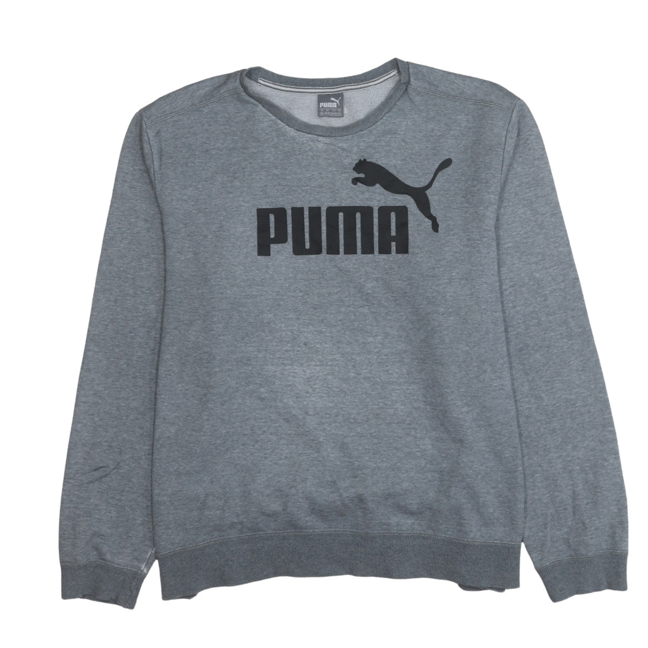 Puma Men’s Grey 2XL Pullover Sweatshirt Crew Neck Logo Fleece