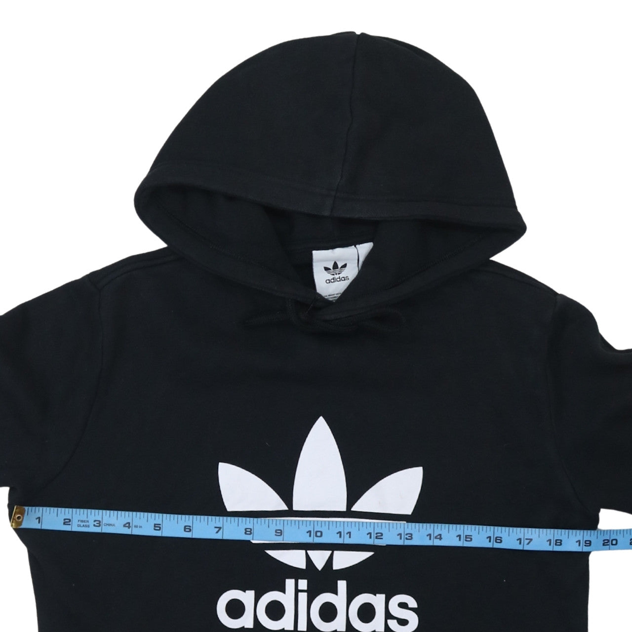 Adidas Womens Black Pullover Hoodie Small Logo Graphic Cotton Blend