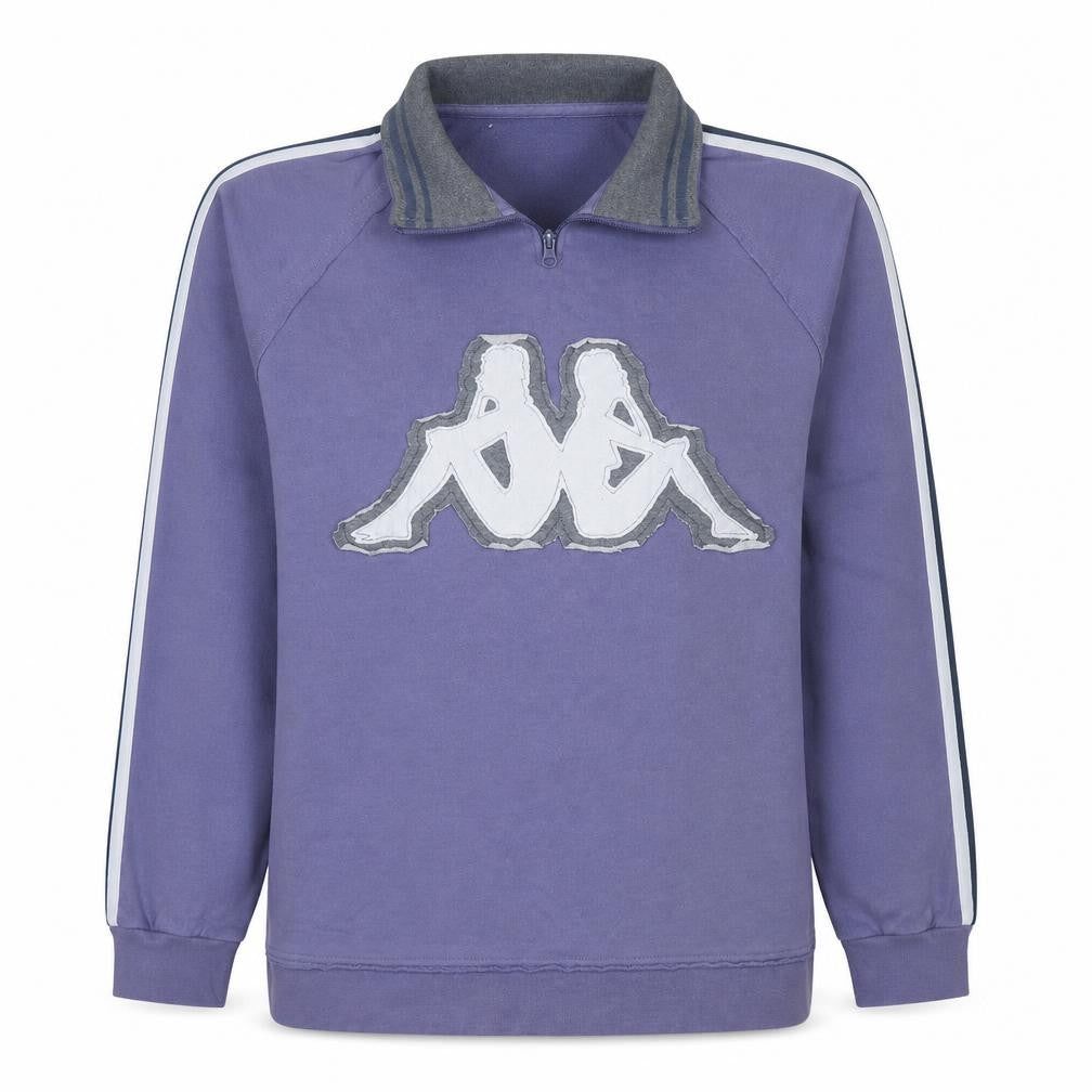 Kappa Womens Purple 1/4 Zip Logo Sweatshirt Size L Casual Sportswear