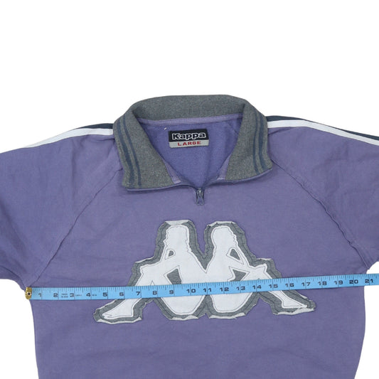 Kappa Womens Purple 1/4 Zip Logo Sweatshirt Size L Casual Sportswear