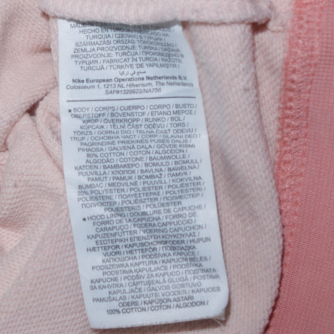 Nike Womens Pink & Beige Pullover Hoodie XS Cotton Blend