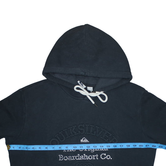 Quiksilver Men’s Black Pullover Hoodie M Embroidered Logo Fleece