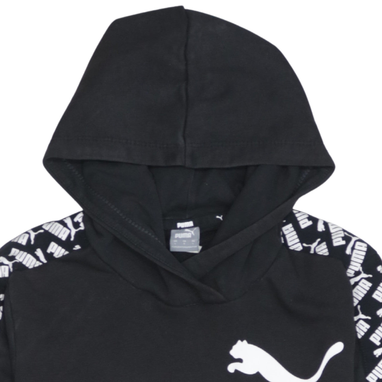 Puma Women's Black Pullover Hoodie Sweatshirt Size L Logo Design