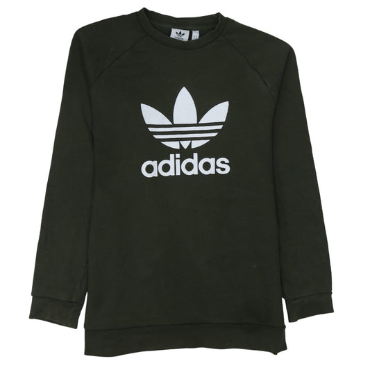 Adidas Mens Green Large Pullover Sweatshirt Crew Neck Logo