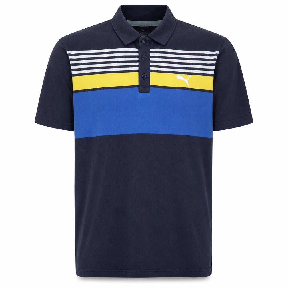 Puma Men's Blue Striped Cotton Polo Shirt Size L