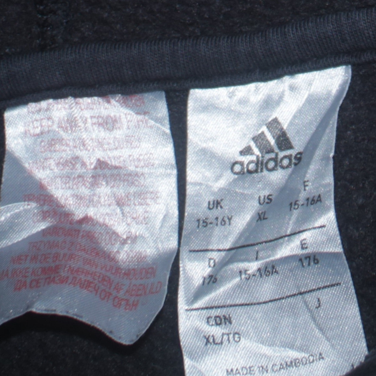 Adidas Boys Black Hooded Pullover Sweatshirt XL 15-16 Years