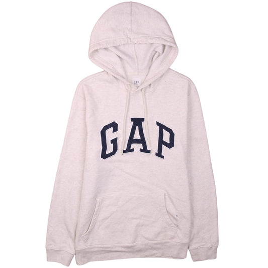 GAP Women's Beige Pullover Hoodie Medium Logo Casual Sweatshirt