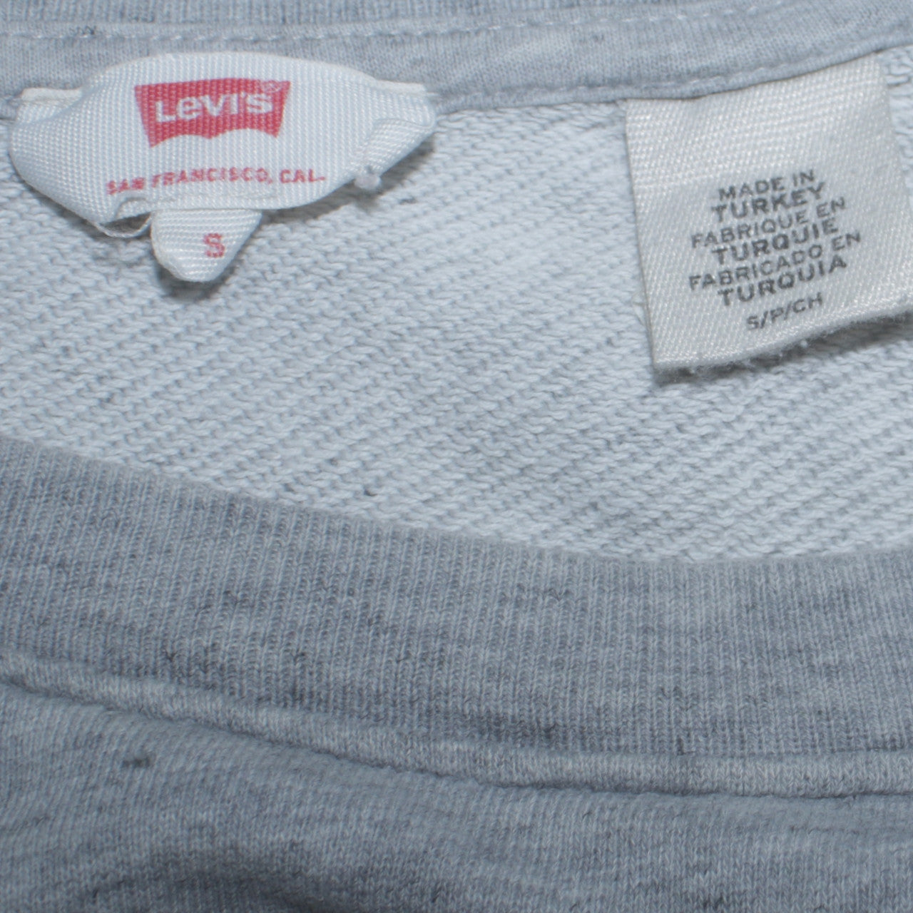 Levi's Womens Grey Sweatshirt Small Logo Pullover Contrast Hem