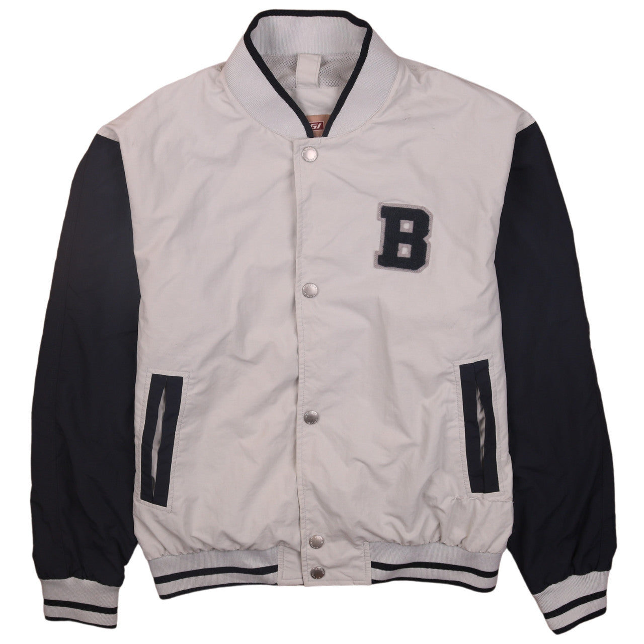 Brugi Boys Beige & Black Varsity Style Sweatshirt S Full Snap Jacket
