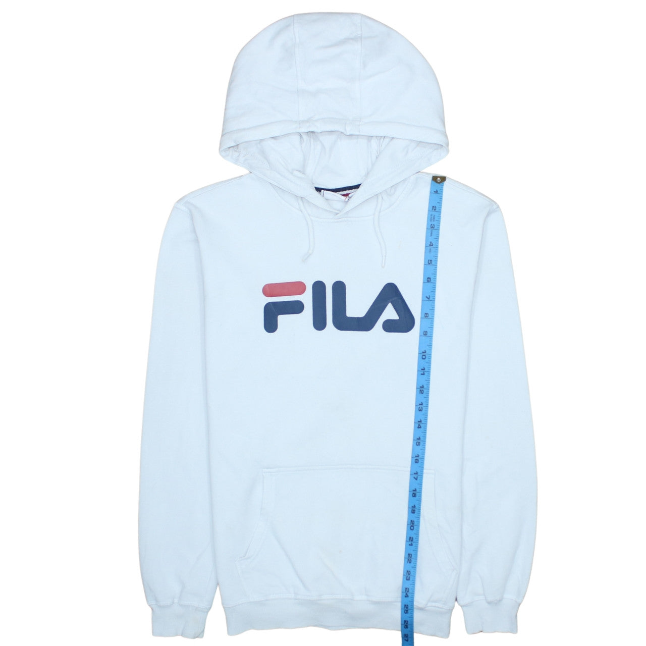 FILA Womens White Hoodie Small Pullover Logo Cotton Blend Casual