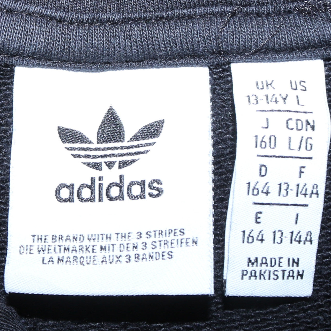 Adidas Boys Black Pullover Hoodie L 13-14 Years Logo Print Cotton Blend