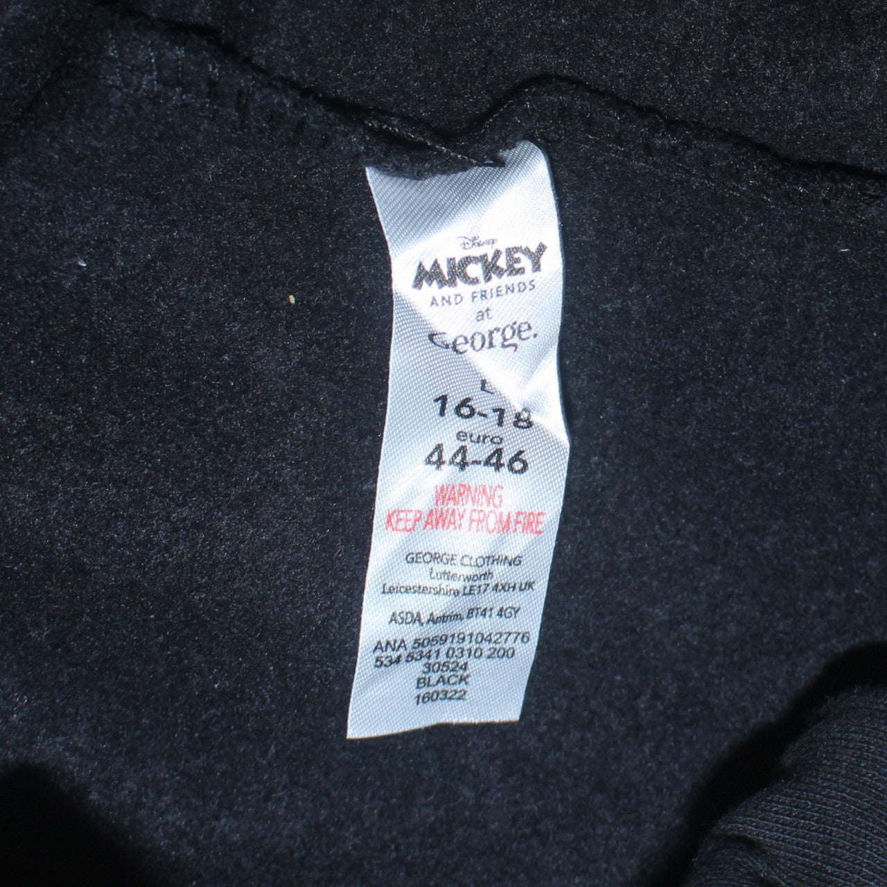 Disney Mickey Mouse Black Sweatshirt Women 16-18 George Relaxed Fit