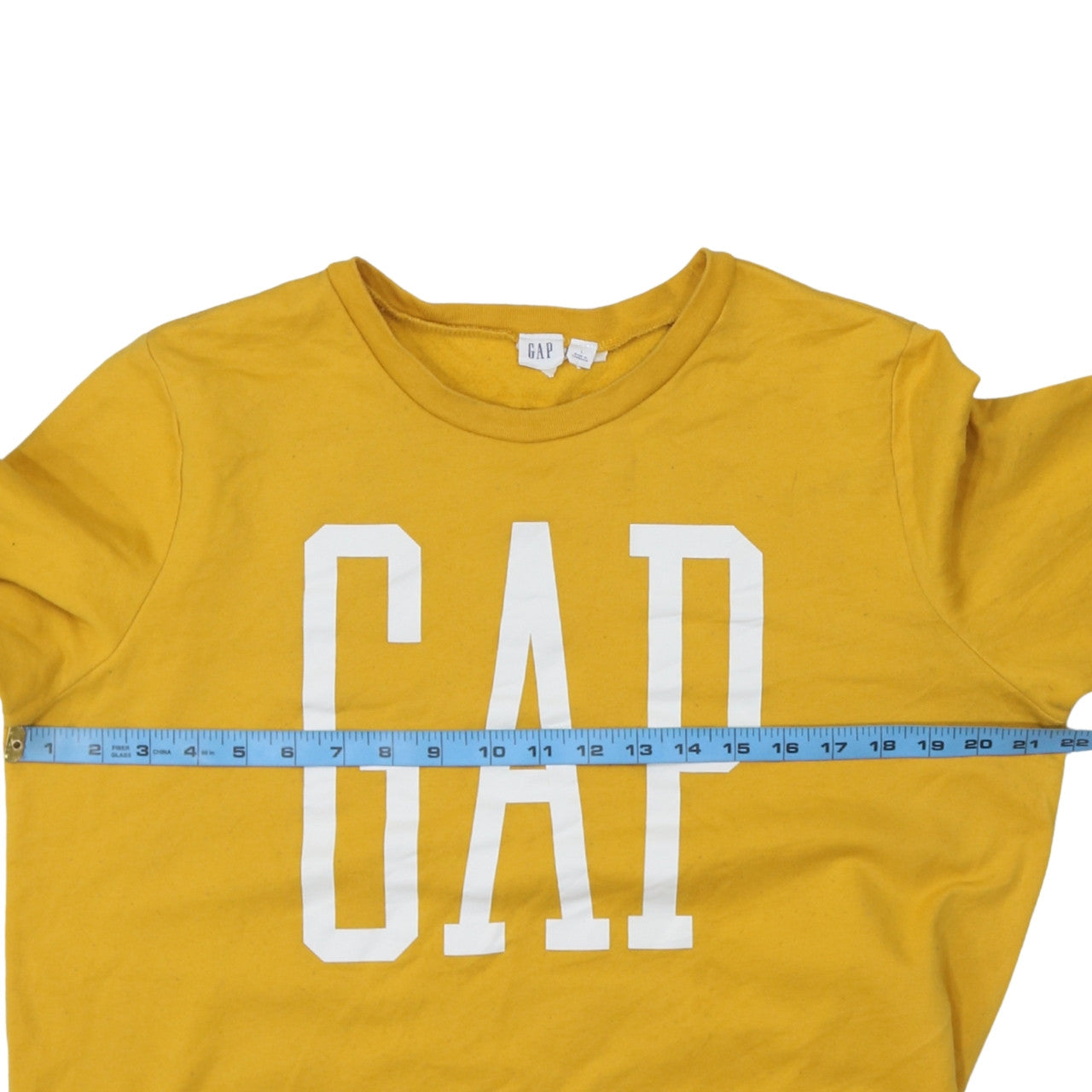 GAP Womens Yellow Logo Pullover Sweatshirt L Cotton Blend