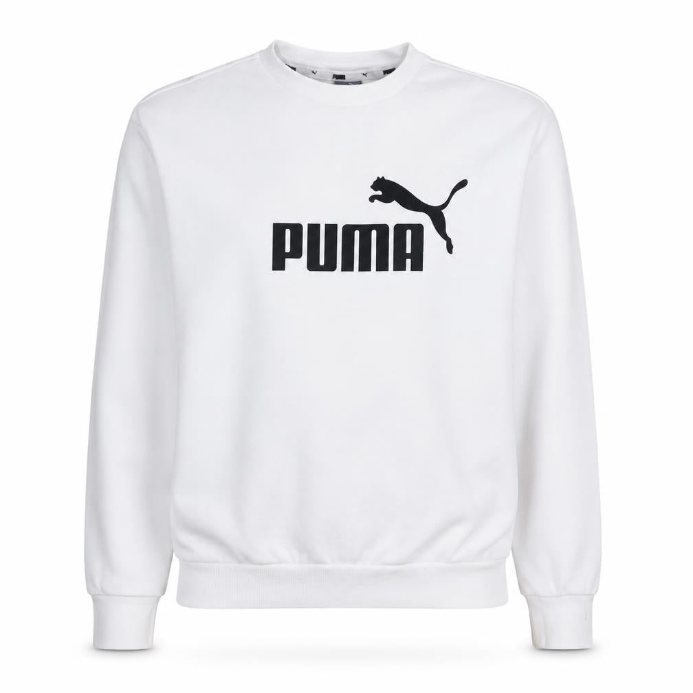 Puma Women's White Small Logo Crew Neck Pullover Sweatshirt
