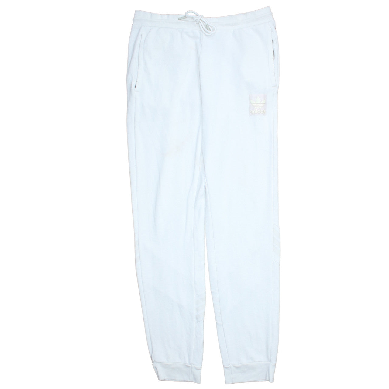 adidas Men’s White Sweatpants L Regular Fit Tapered Fleece Joggers